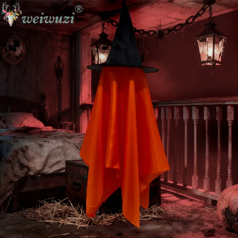 Halloween Costume Props Cute Cosplay Costume Pumpkin Ghost Hanging Ornament With Witch Hat for Halloween Party Yard Scene Decor