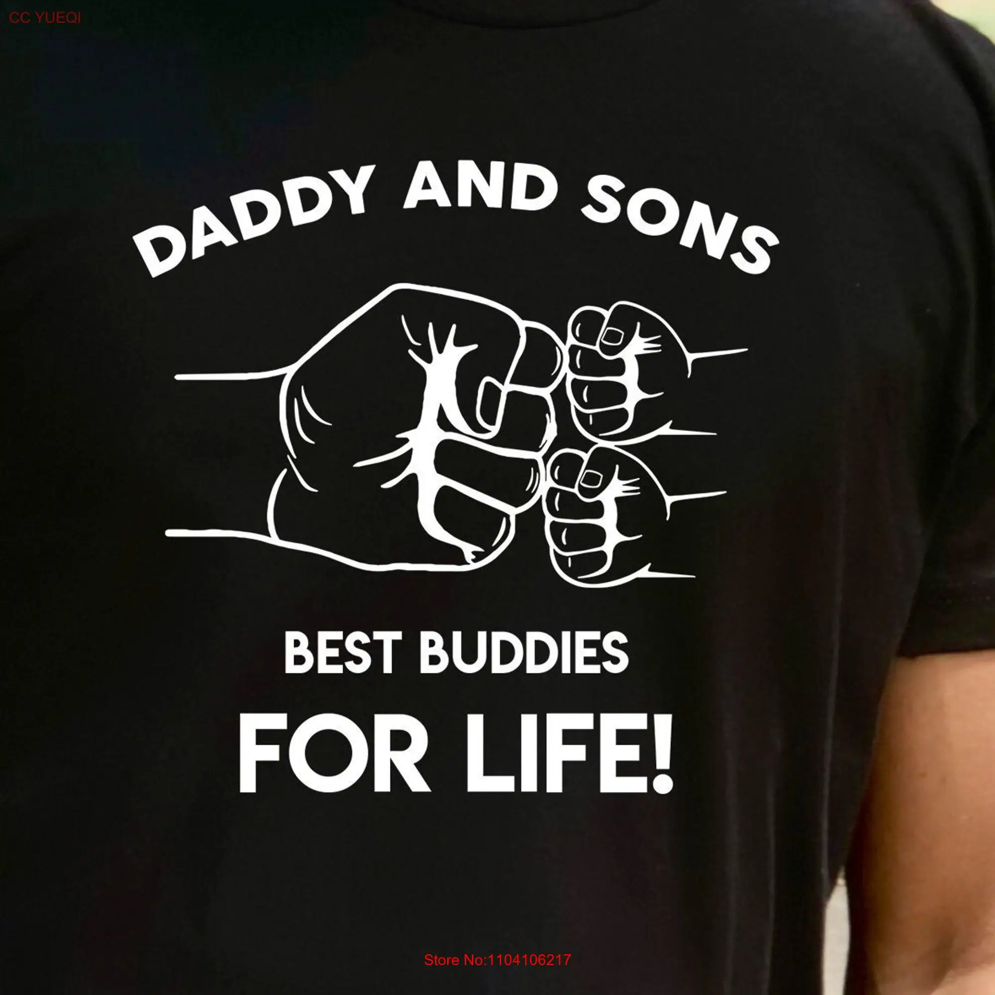 Father and two children T Shirt Daddy Sons Son Matching Fist Bump Fathers Day from long or short sleeves