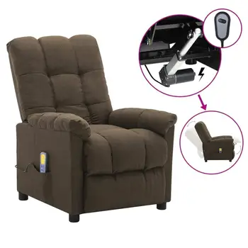 Brown Fabric Massage Recliner Chair - Comfortable Relaxation for Home & Office