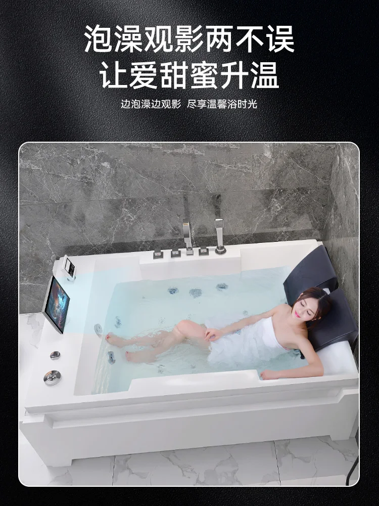 Double jacuzzi adult home thermostatic heating couple oversized bathtub surf smart