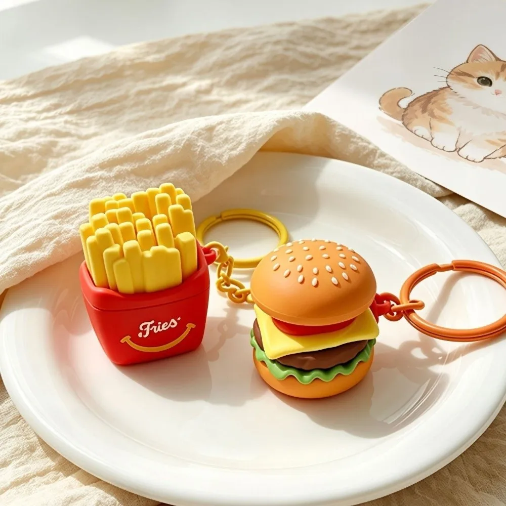 Funny Relaxation Fidget Keychain Cute Plastic Simulation Food Keyring Lightweight Portable Press Bag Pendant Teens