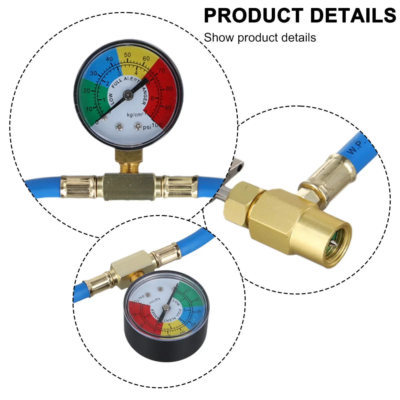 R134a Automotive Air Conditioner Fluorination Tool Gas Gauge With Filling Hose Car Air Conditioning Recharge Measure Kit