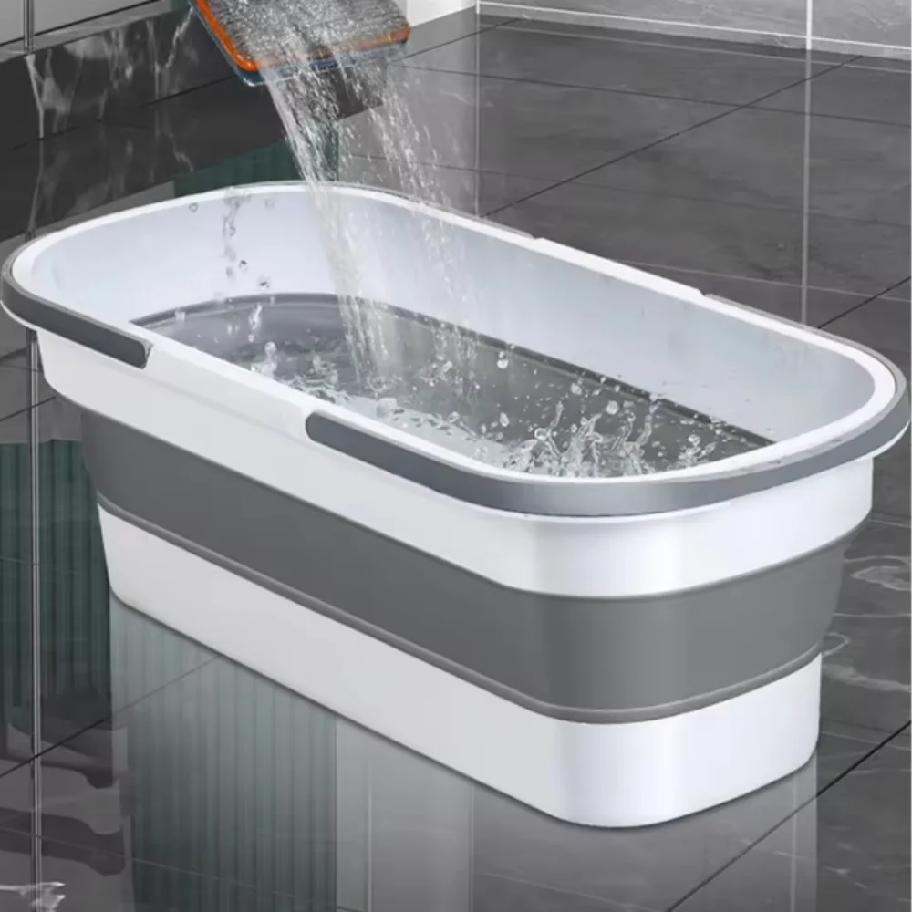 

Rectangular Fishing Bucket Portable Plastic Washing Basin Collapsible Space-Saving Large Capacity for Camping Traveling Picnic
