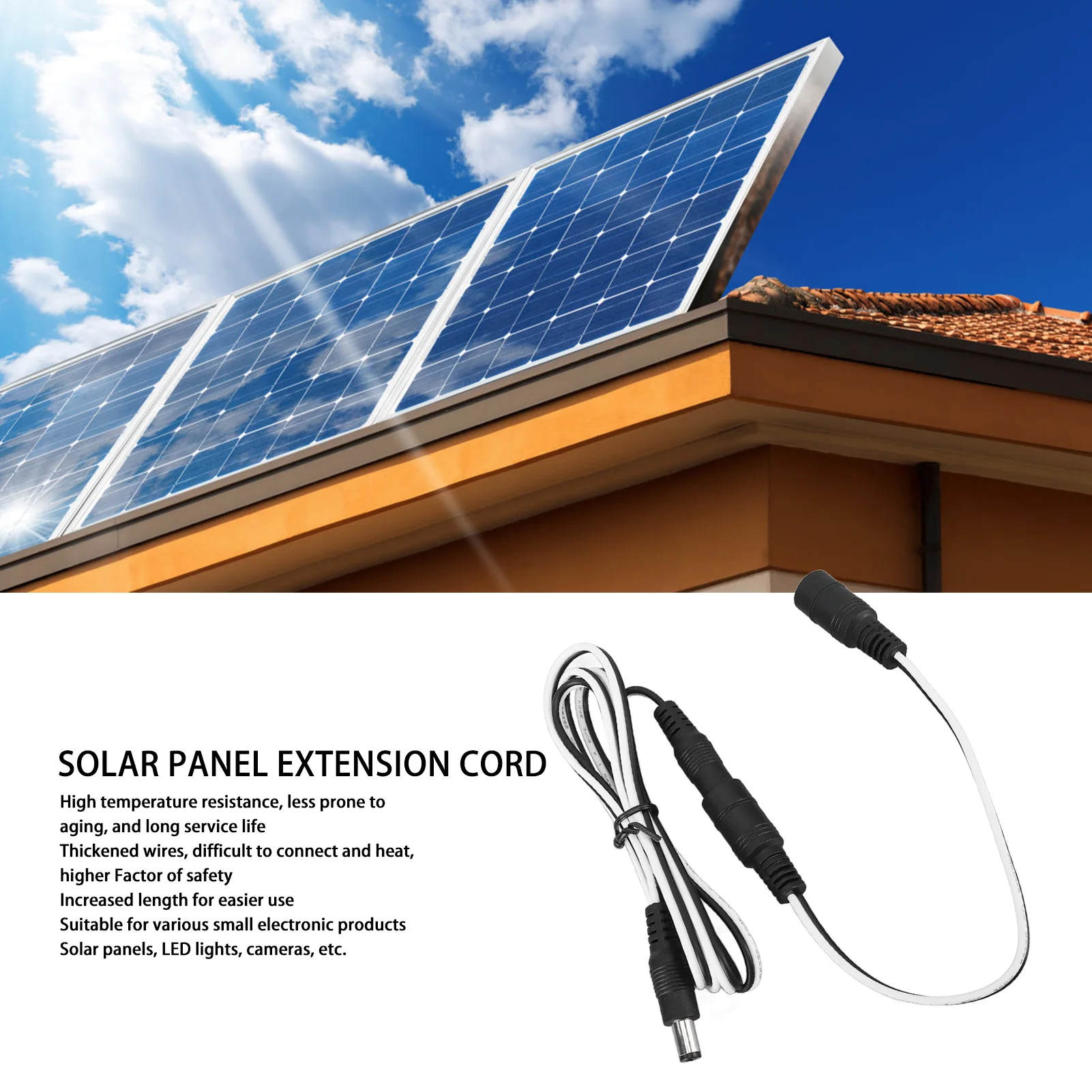 Solar Panel Power Extension Cable  Extension Cable for Solar Photovoltaic Panel LED Lights Cameras Solar Panel Extension Cable