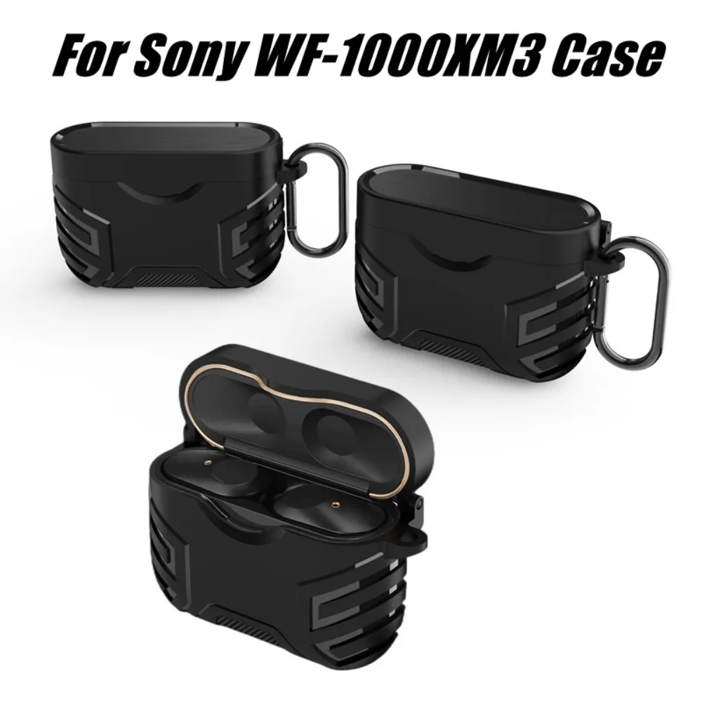 Portable TPU Earphone Case with Hook Anti-drop Protector Cover Dustproof Shockproof Protective Sleeve for Sony WF-1000XM3