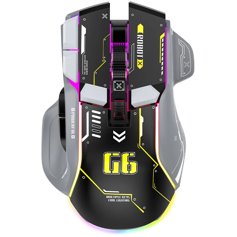 rechargeable 10 key wireless third mock examination game E-sports 2.4g Bluetooth wired mouse 13 RGB light modes 6 gear 4000dpi