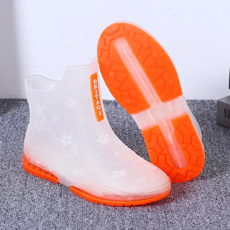 Lady\'s Transparent Crystal Rain Boots Summer Outdoor Non-slip Waterproof Shoes Women Girls Fashion Rain On foot School Boots