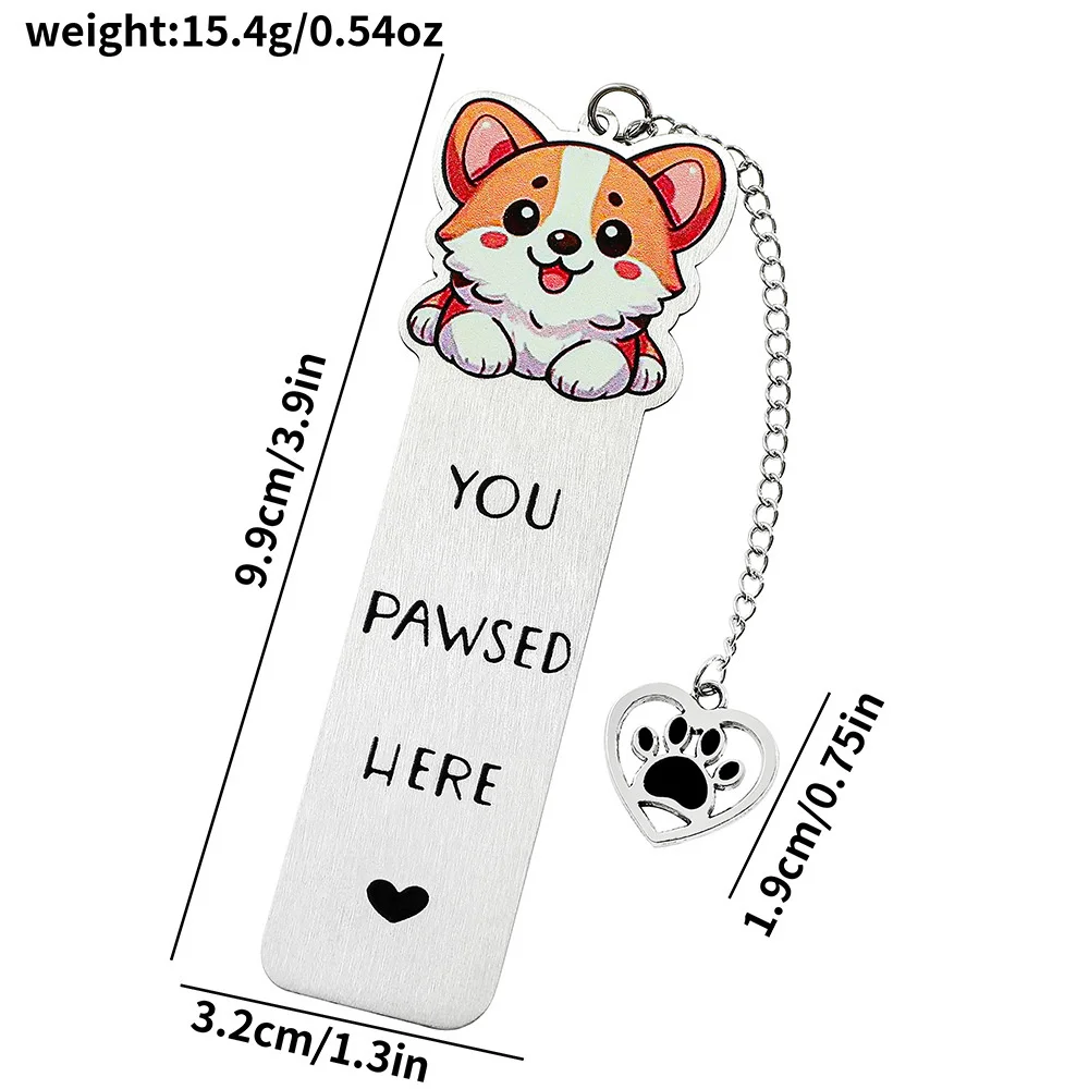 금속 펜던트 북마크와 스테인레스 스틸 애완견 북마크 책 애호가를위한 마커 편지지 읽기 학생 문구 선물
