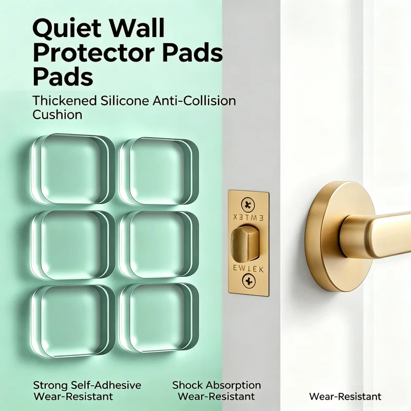 No Residue Clear Silicone Anti-Collision Stickers, Invisible Door Handle Protector, Shock Absorbing Bumper Pads for Fridge Cab