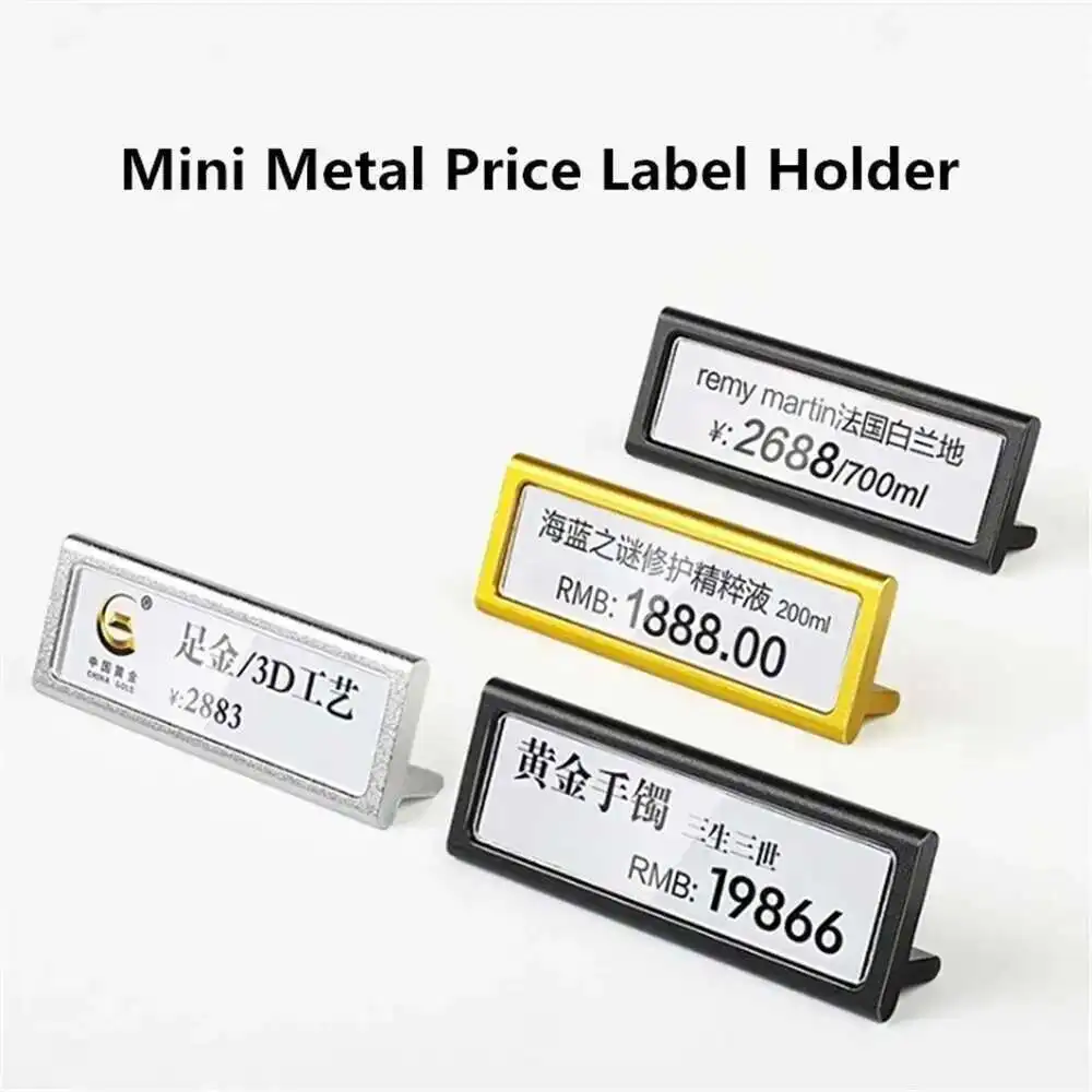 10pcs 6cm X 2cm Metal Mini Sign Display Holder Price Card Tag Label Counter Top Ticket Paper Holder Stand