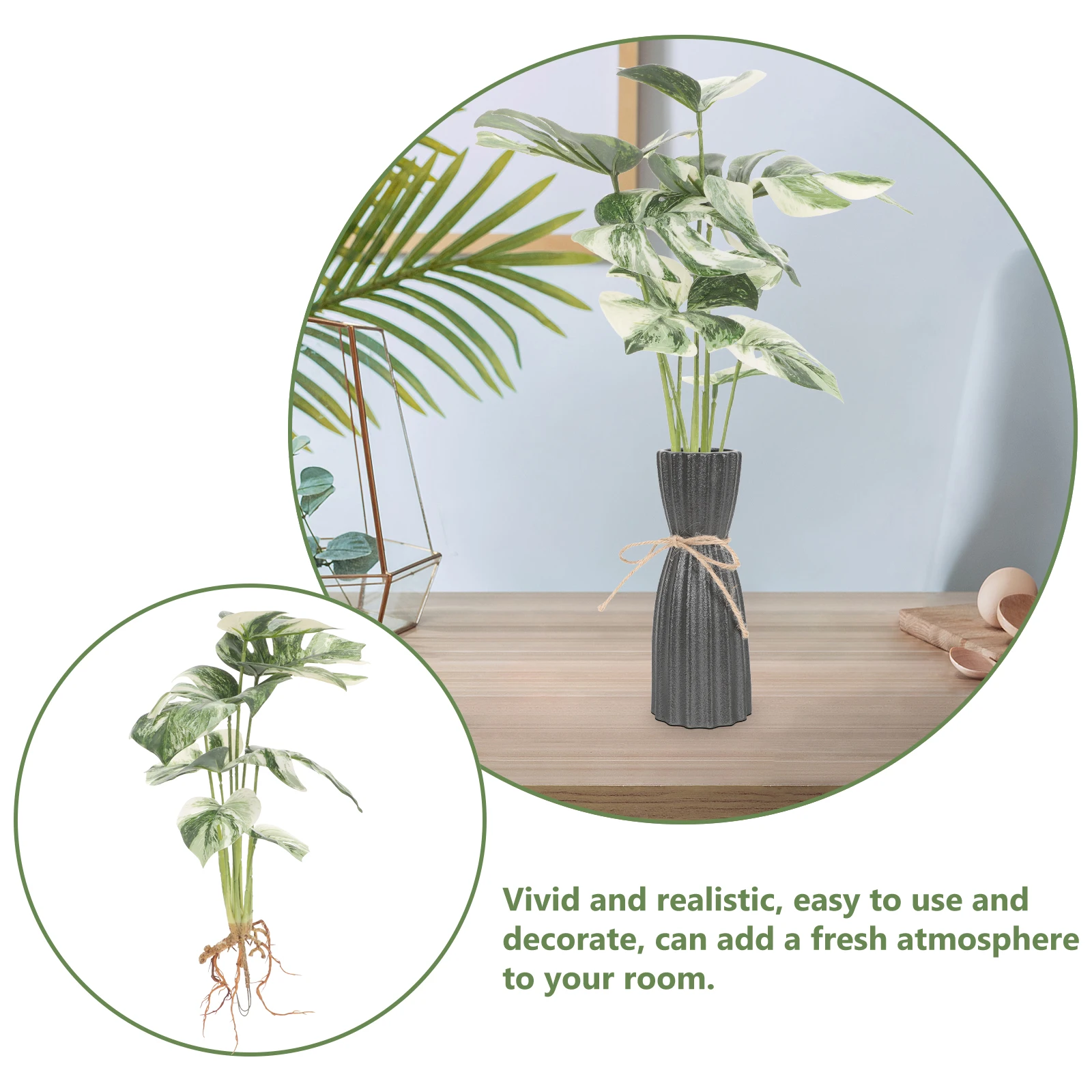 

Household Faux Monstera Plant Decorative Artificial Greenery for Office Tabletop Small Fake Plant Vivid Realistic Long-Lasting