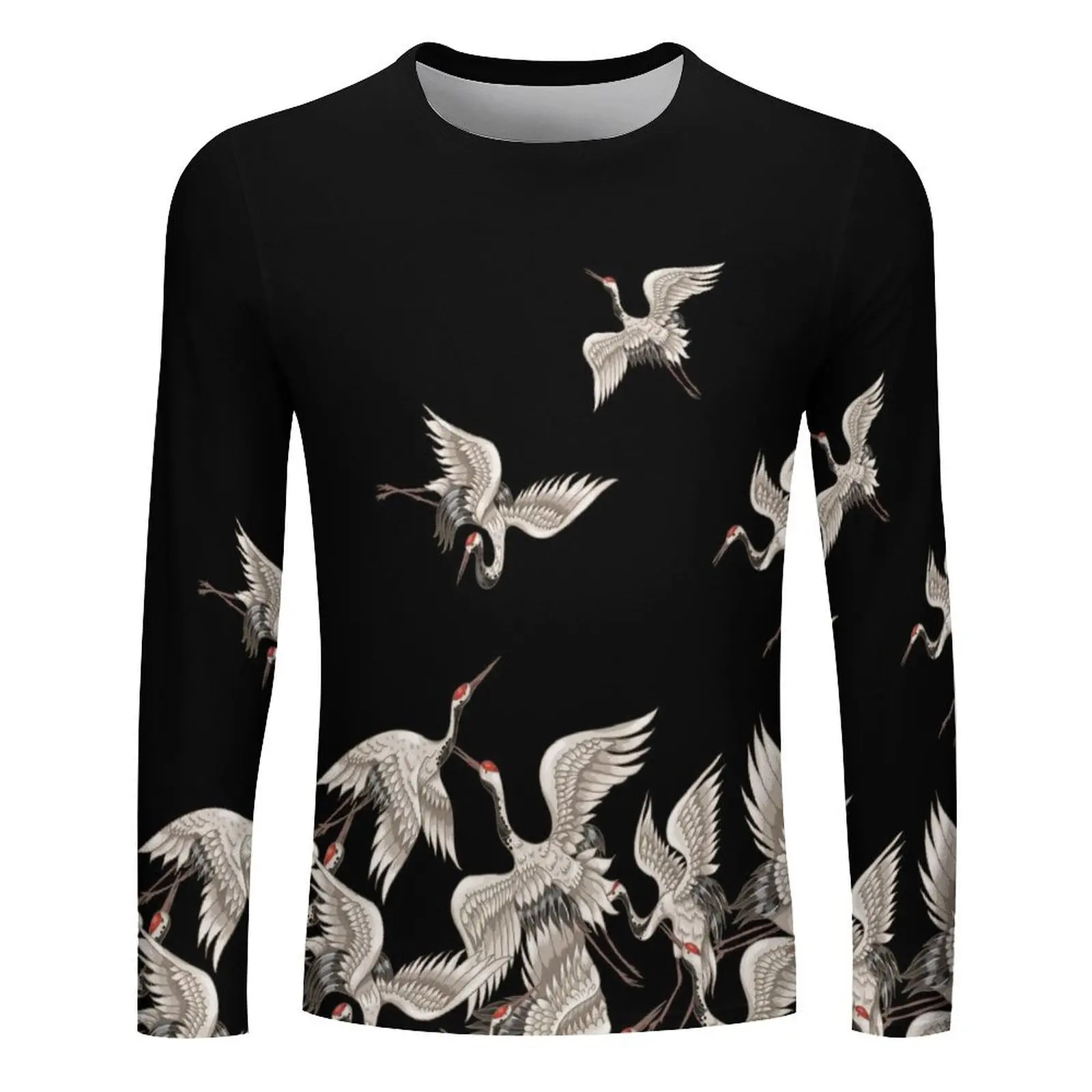 Simple Everyday Long Sleeve T-shirt 3D Printed Crane Butterfly Animal Men's T-shirt Cool And Comfortable Oversized Crewneck Top