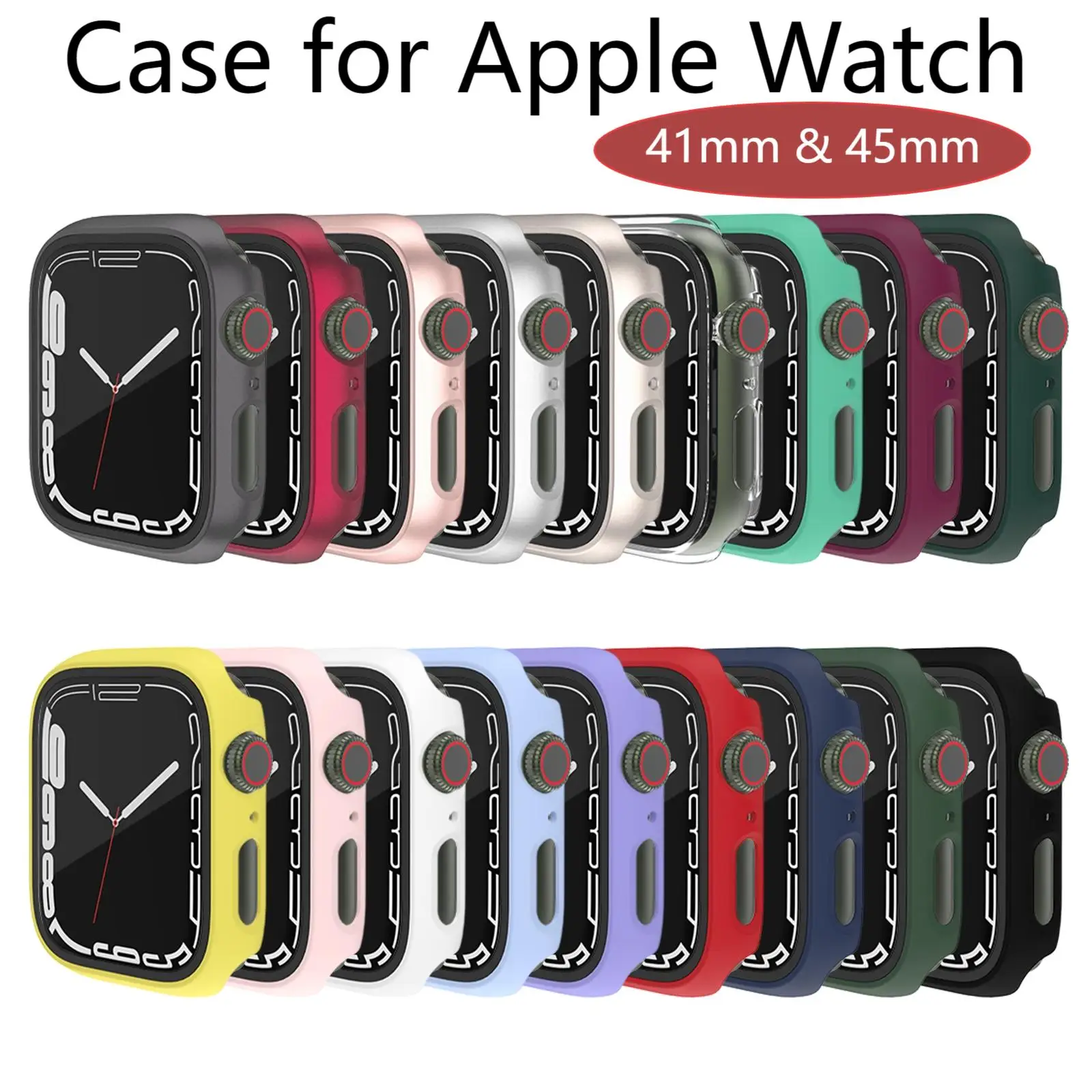 

Case with Tempered Glass Screen Protector Compatible with Apple Watch 9 (2023), 8, 7 41mm & 45mm Ultra-Thin Scratch Resistant
