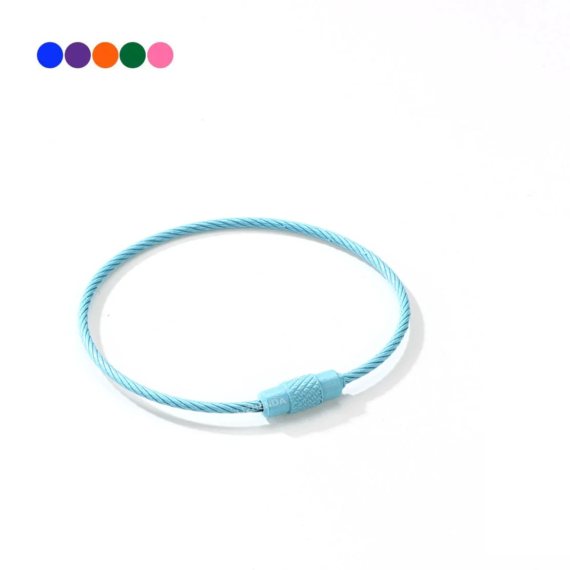 10pcs Colorful Stainless Steel Wire Keychain Cable Loop Set