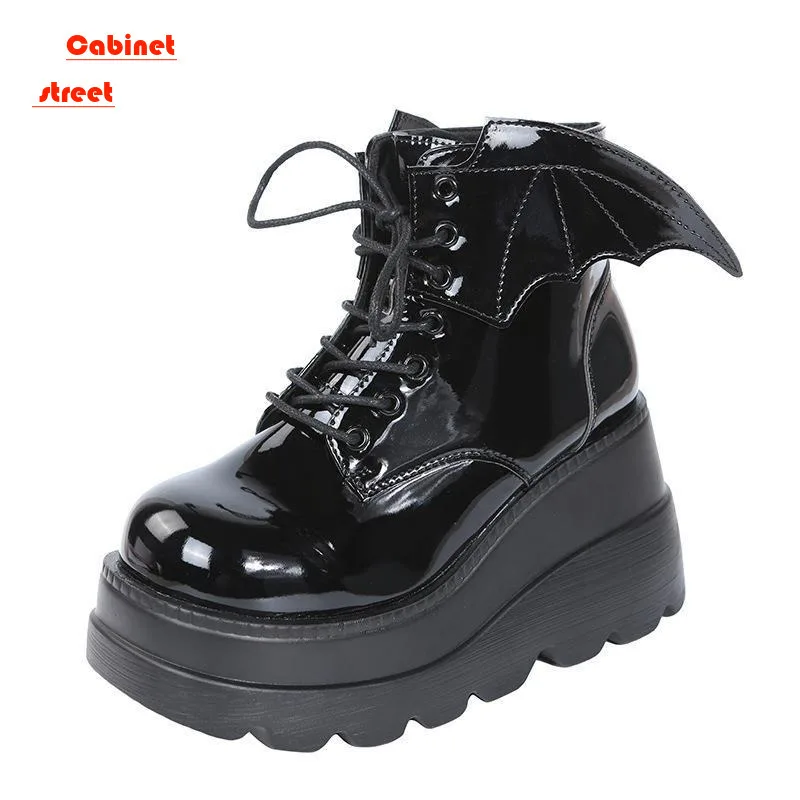 Platform Women Snow Boots Autumn Newpersonalized Gothic Women Shoe High Heel Ankle Boot Handsome Large43 Motorcycle Mujer Boot