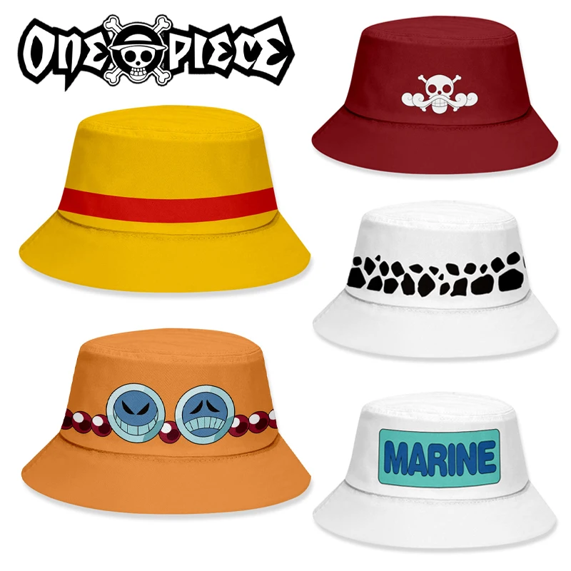 One Piece Luffy Fisherman Hat Cartoon Sun Hats Foldable Bucket Hat Women Summer Outdoor Casual Visor Panama Cap Cosplay Props