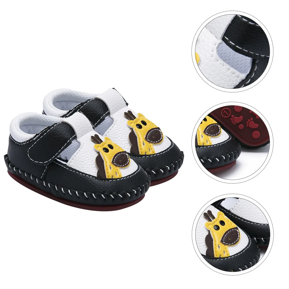 1 par bebê prewalkers sapatos do plutônio sola macia respirável anti deslizamento calçados da criança padrão dos desenhos animados infantil sapatos de bebê presente