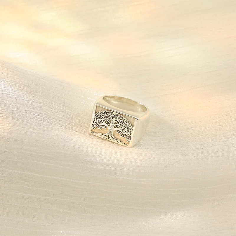 Personalized Custom Engraved 20mm Rectangle Ring  Engraved Signet Ring Engraving Letters Ring Fashion Men Jewelry