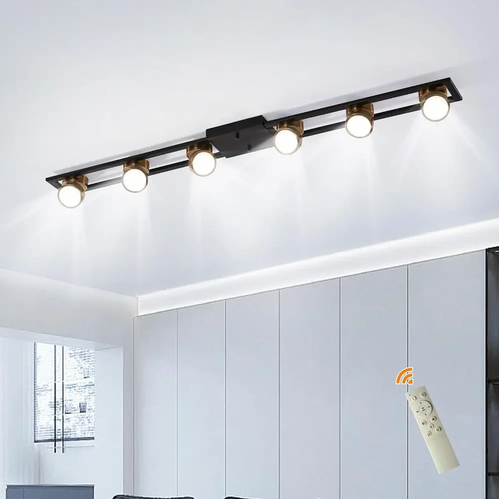 

Потолочный светильник ern Ceiling Light Track Lighting, 48,4-дюймовый диммируемый светодиодный потолочный светильник для кухни с пультом ДУ, 6-ламповый черный светодиодный светильник или D-образный светильник.