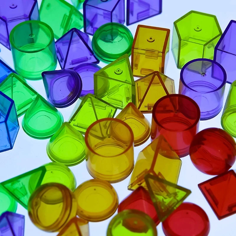 12 Stuks Leren Onderwijs Math Speelgoed Voor Kinderen Transparante Geometrische Solids Montessori Juegos Educativos Para Niños 2 3 4 5 6 Años