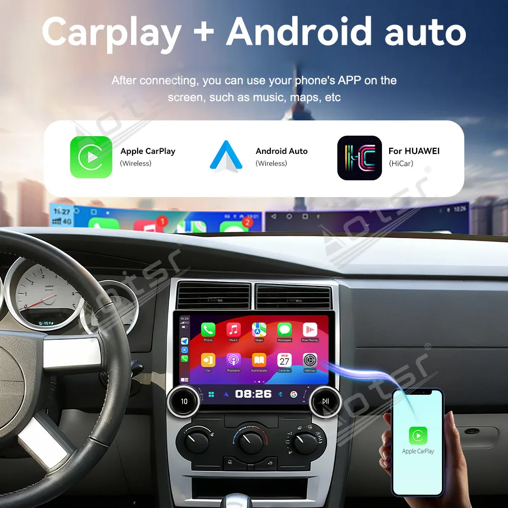 Radio para Auto de 11.5 Pulgadas con Doble Perilla para Dodge Charger/Magnum 2004-2007, Reproductor Multimedia Android 15, Pantalla Táctil, Navegación GPS, CarPlay