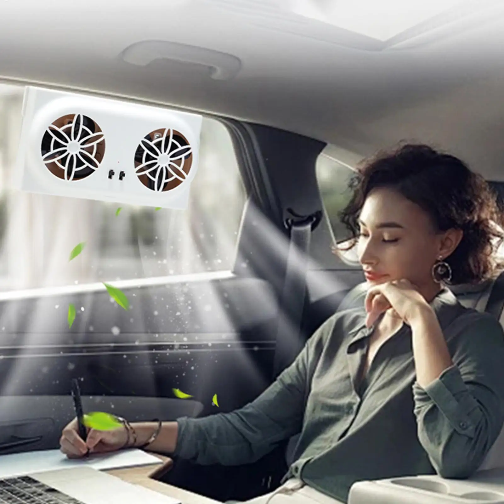 Solar Car Exhaust Fan 5000 RPM USB Powered Vehicle Radiator Exhaust Fan for Truck Window Summer Driving Road Trip Air