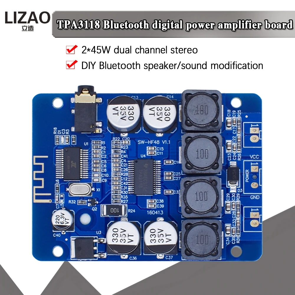 TPA3118 2x30W DC 8-26V Stereo audio Bluetooth Digital power Amplifier Board For diy Toys Model amplificador amplifiers