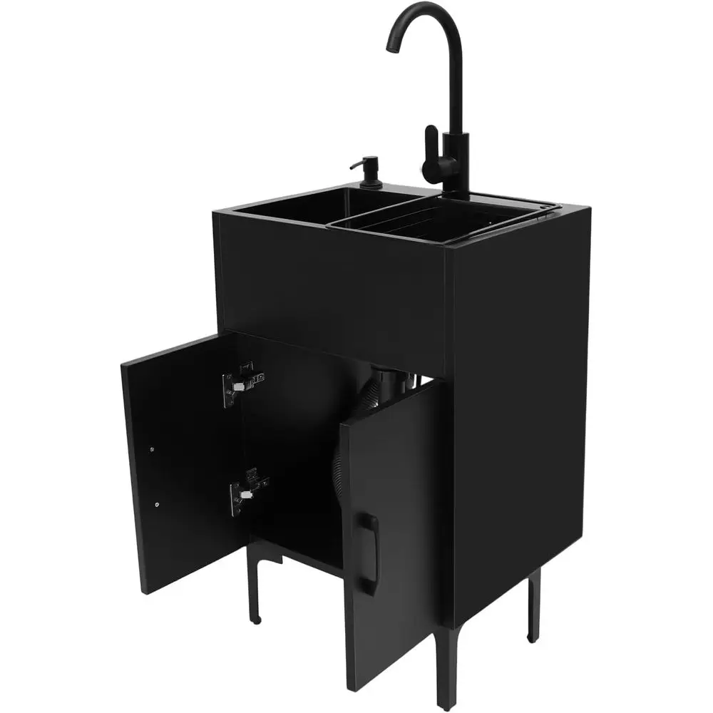 

20-дюймовая раковина для прачечной с тумбой и мойкой из нержавеющей стали, отдельностоящая кухонная мойка с комплектом для слива и дозатором для мыла