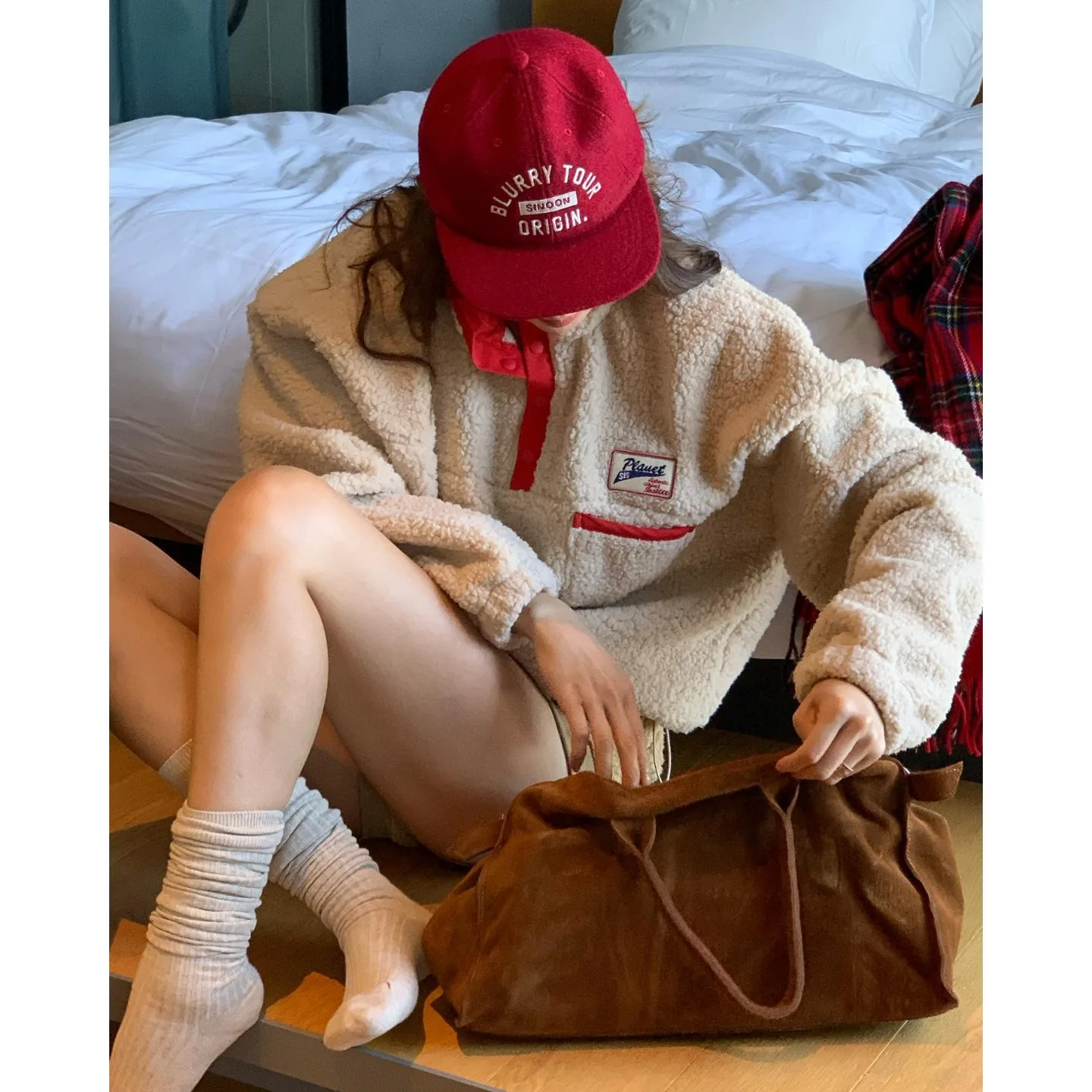 

Thiened Lamb Fur Sweatirt Versatile Color Blo Korean Sle Women's Knitwear Suitable for Various Ocns And Seasons