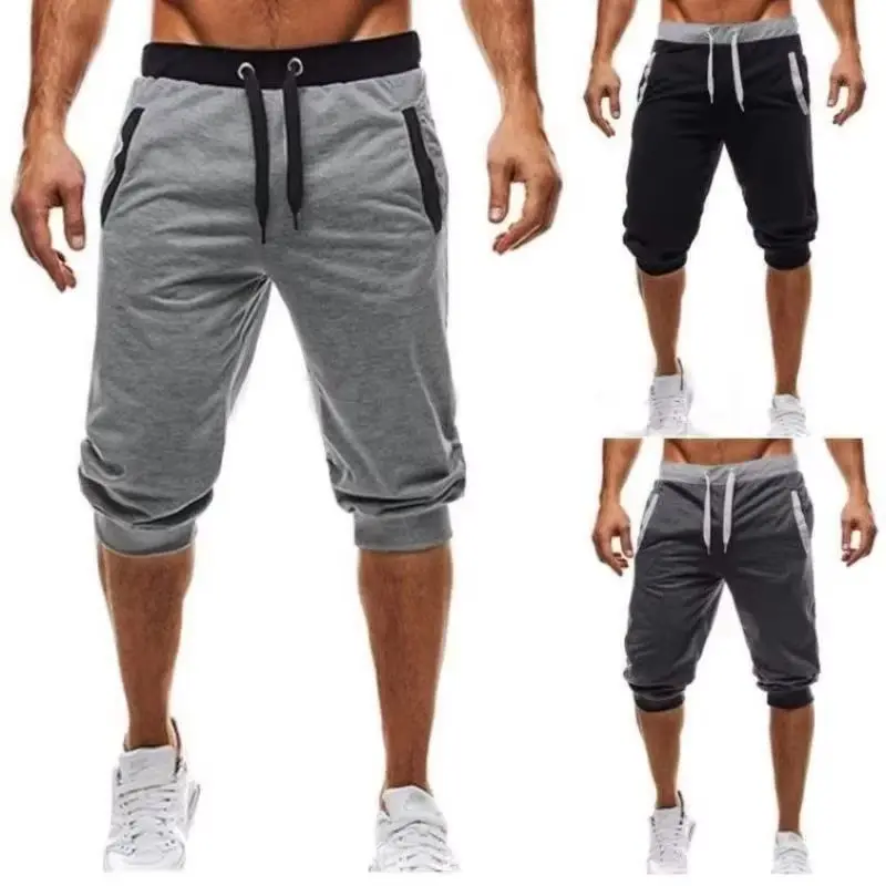 

2026 New Mens cross-border sports pants men's casual jogging shorts elastic fitness pants cropped pants M-4XL Men