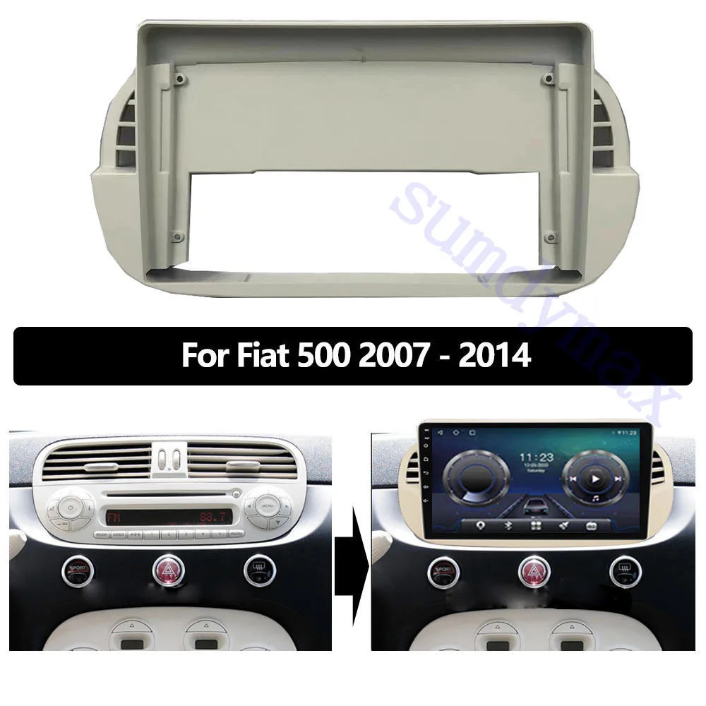 

2din android Car radio Frame Adapter For FIAT 500 2007-2015 car panel 9inch big screen car Radio Dask Kit Fascia