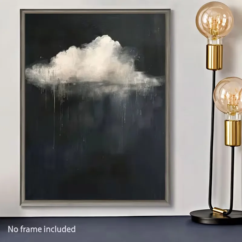 1pc Gothic Abstract Clouds Canvas Art - Vintage Dark Academia Style, Humorous Bathroom Decor, Unique Wall Art for Living Room, B