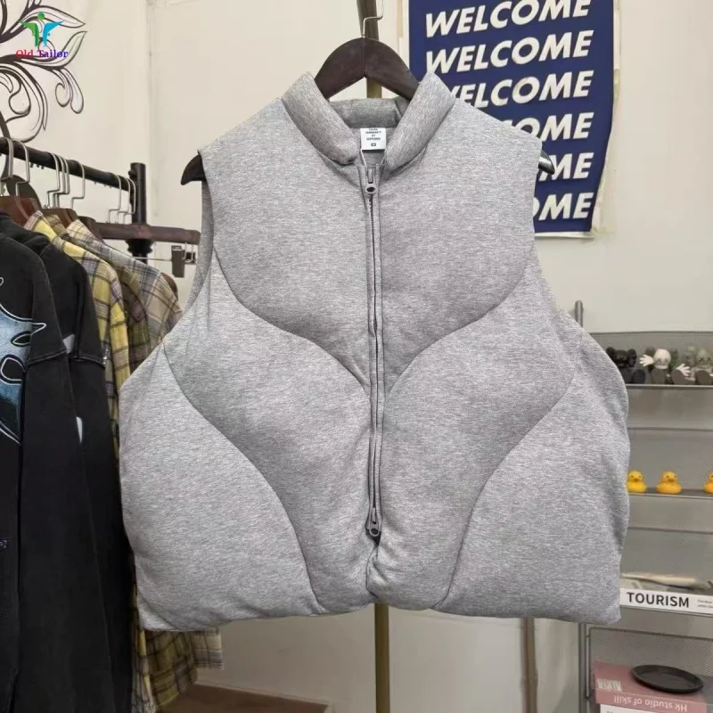

26SS High Street Autumn/Winter Grey Air Cotton Vest Men's Women's Patchwork Casual Heavyweight Waistcoat