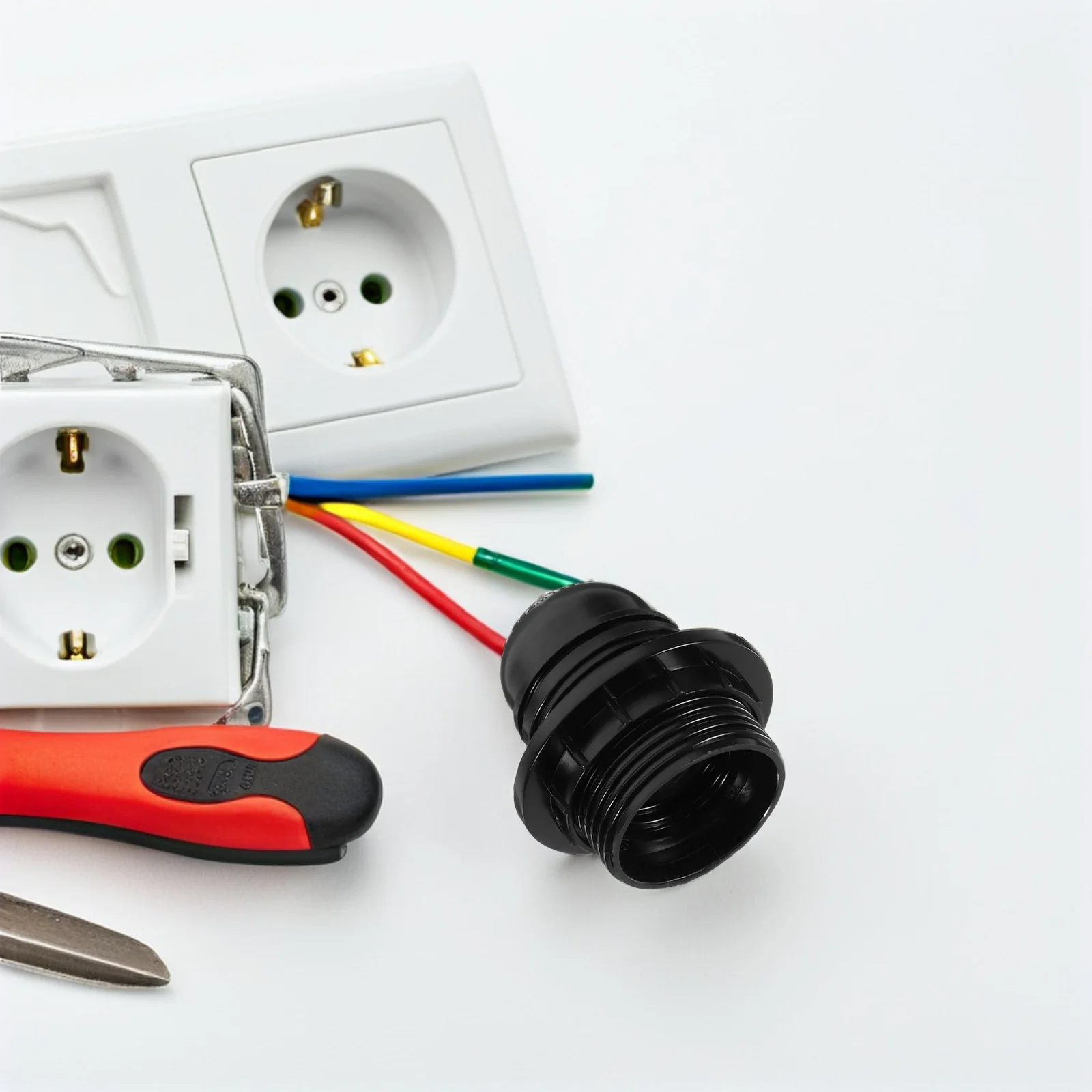 

2pcs E27 Lamp Socket: Threaded Insulated Screw Base With Ring For Bulb Holder Replacement Home Office Lighting Fixture Parts,