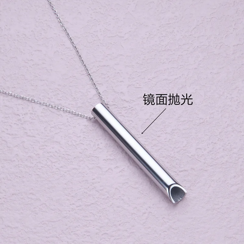 New Hot Sale Titanium Whistle Meditation Mindfulness Breath Decompression Anxiety Yoga Stainless Steel Pendant Necklace