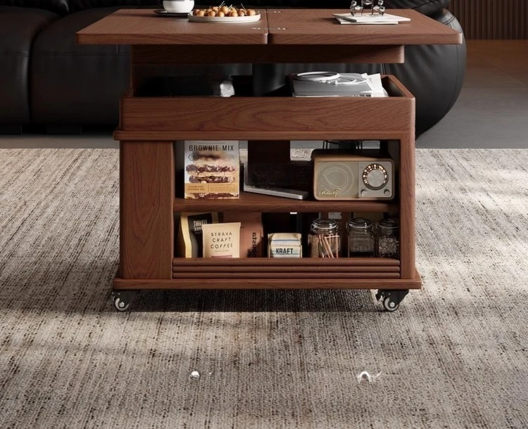 Folding coffee table can be lifted, household sofa side cabinet can be moved