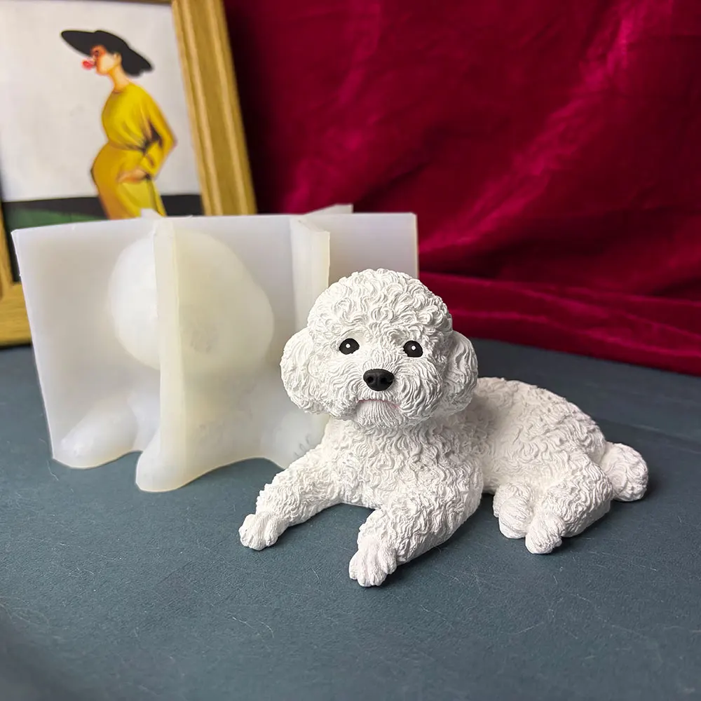 

3D Teddy Dog Epoxy Resin Mold, Cute Standing Puppy Silicone Mould for DIY Plaster Candle Clay Animal Figurine Desk Decor