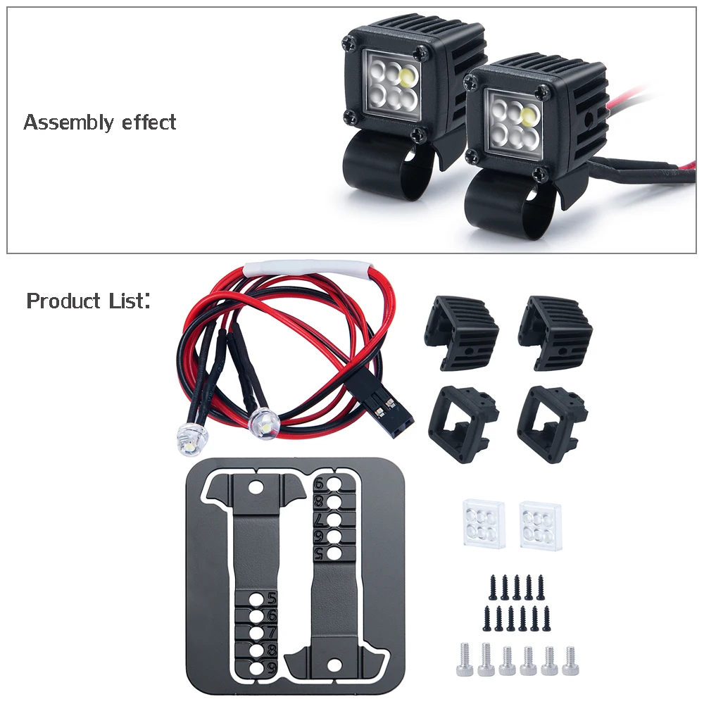 YEAHRUN LED-Leuchten Scheinwerfer Scheinwerfer für TRX-4 TRX6 Axial SCX10 Wraith SCX24 1/10 1/24 RC Auto LKW Dekoration Teile
