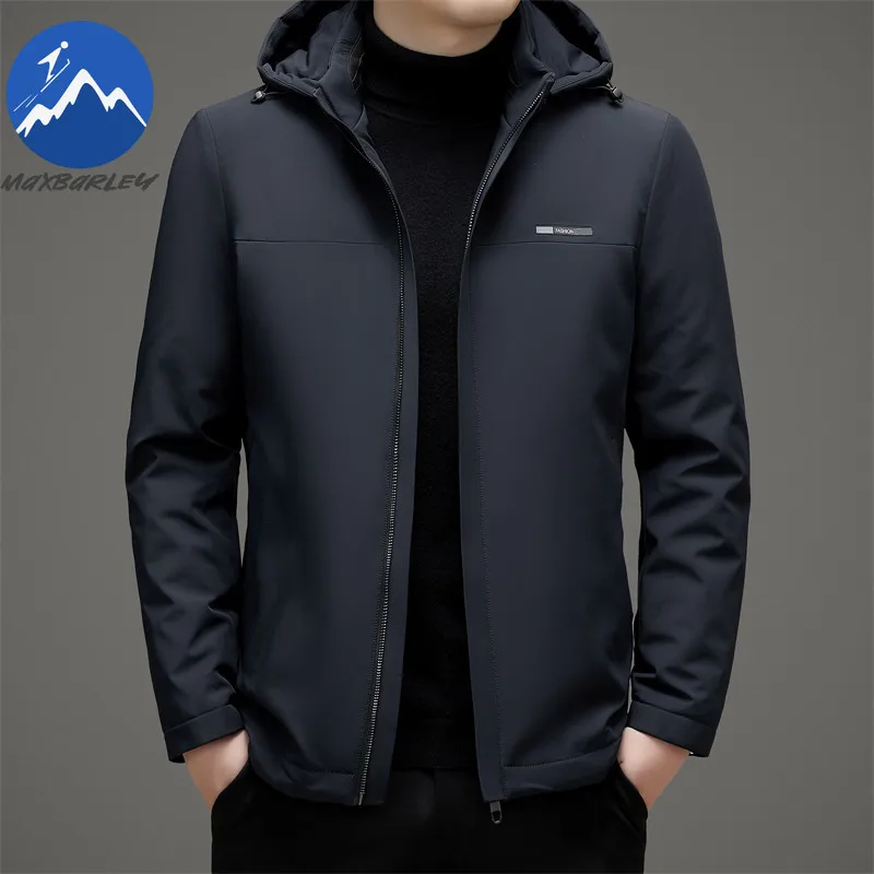 

Maxbarley Luxury Men Down Jacket New Detachable Hood Commute Office Lightweight Padded Jacket Business Casual Warm Winter Parka