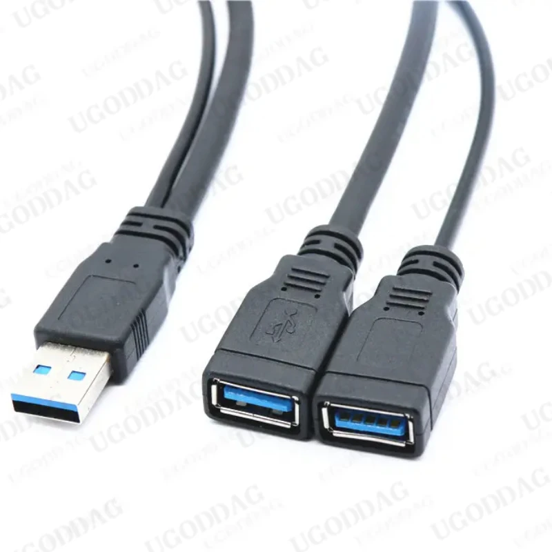 1 Uds USB 3,0 A 1 macho a 2 USB Dual hembra adaptador de corriente de concentrador de datos Y divisor Cable de alimentación de carga USB Cables de extensión nuevo