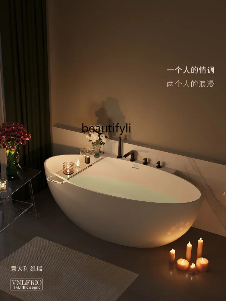 

Freestanding Family Bathtub Homestay Double Artificial Stone Bathtub