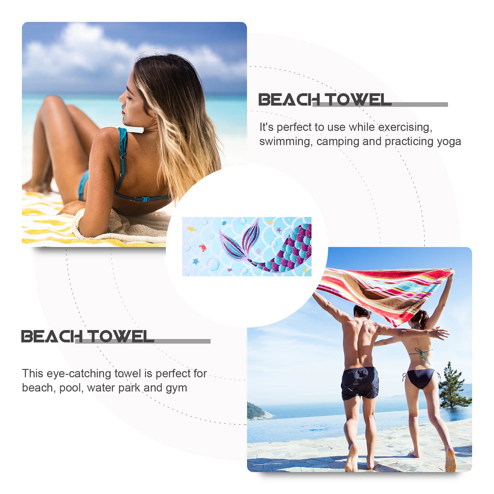 

Microfiber Beach Towel Quick Drying Portable Bath Towel for Outdoors Gym Pool Camping Yoga Travel Beach Towels