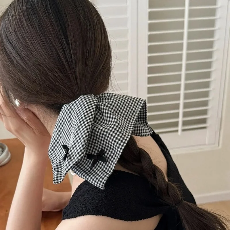 

Women's Scrunchies Sweet Style Headwear Ballet-style Bow Colon Scrunchie Check Square Headband Haarschmuck Hair Accessoires Tie