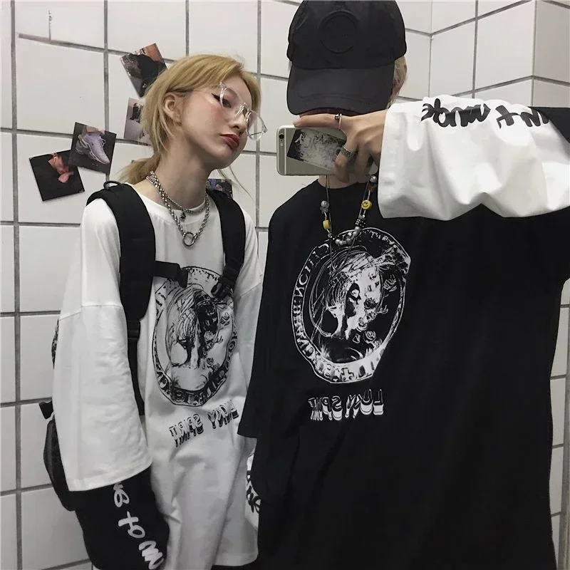T-shirt dla mężczyzn Jesień Odzież męska Anime t-shirty Męskie t-shirty z długim rękawem Luźny codzienny nadruk Oversized t shirt Gym Y2k tops