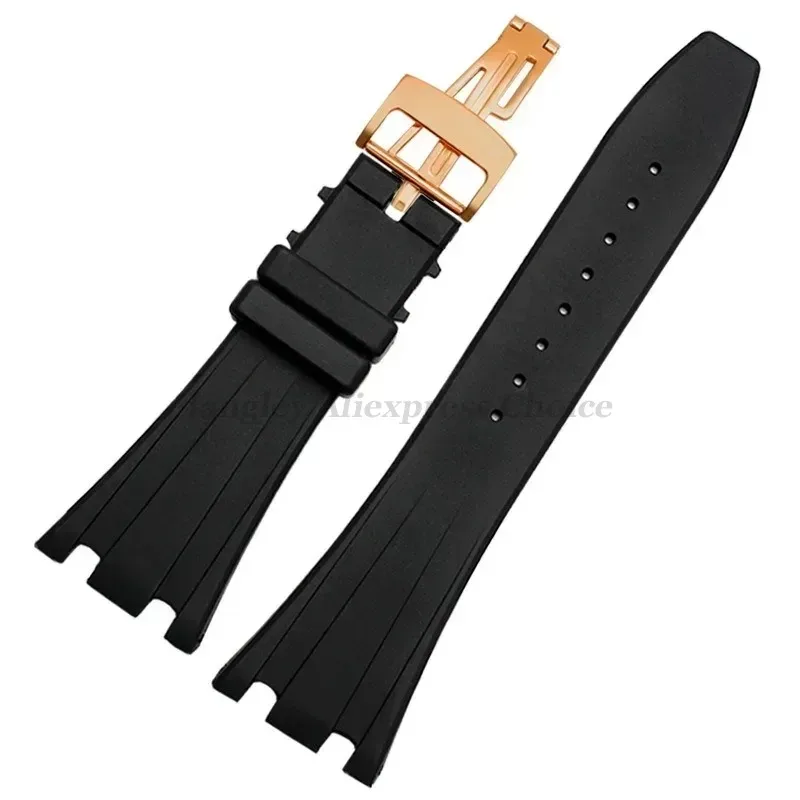 Rubber Watch Strap 26mm 27mm Watchband For AP 15202 15500 15703 26470SO Royal Oak Offshore Black Men\'s Sports Wristband Withtool