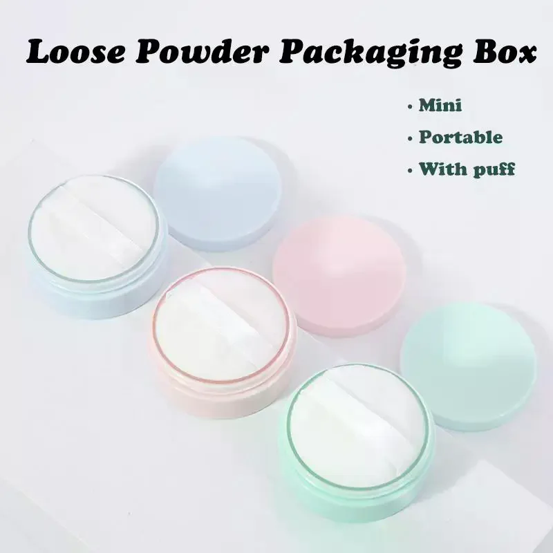 جرة مسحوق سائبة 5 جرام مع حاوية مستحضرات التجميل المنتفخة علبة تعبئة بلاستيكية صندوق فارغ قابل لإعادة الملء مع أداة مكياج بغطاء شبكي منخل