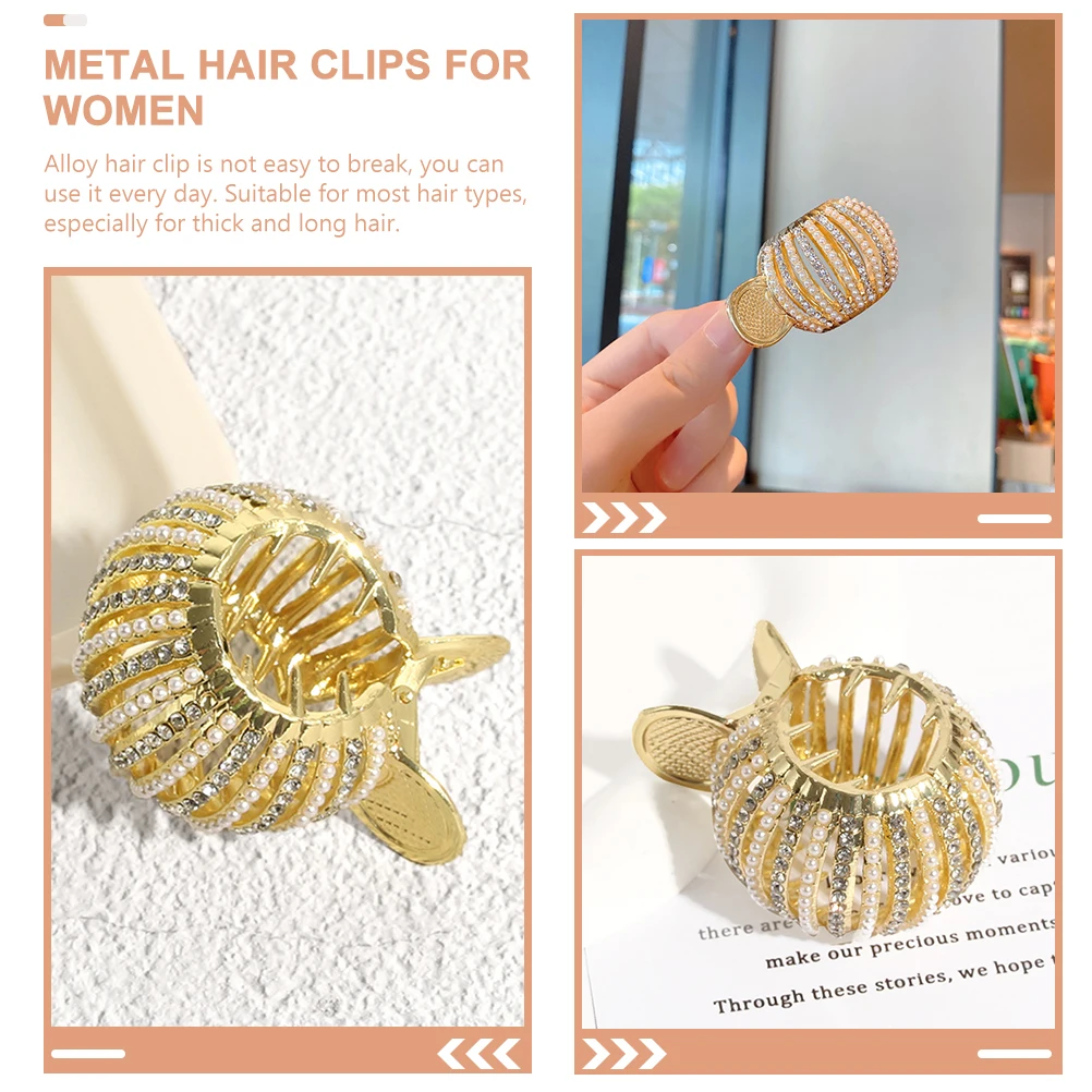 

Pearl Rhinestone Clip Hair Clips Ponytail Buckle Grip Miss Jewels for Women Pins