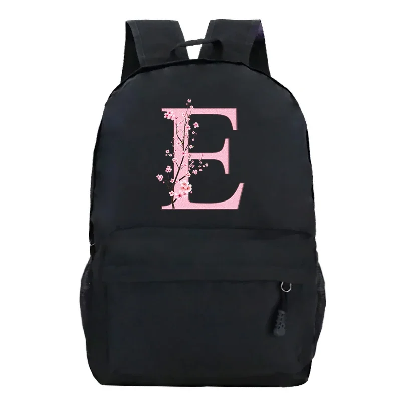 

School backpacks trend 2024 pink graphic sakura flower alphabet Harajuku fashion trend outdoor travel backpack zipper laptop bag
