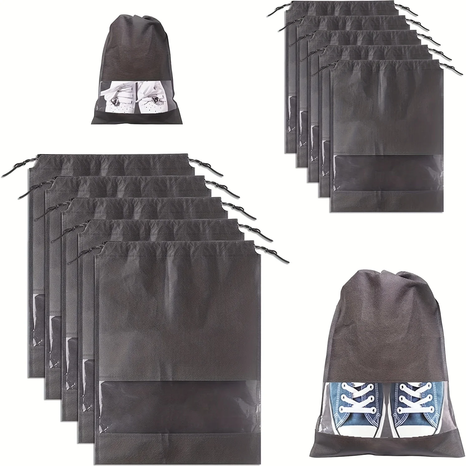 

10pcs Travel Shoe Bags - Durable Dacron & Spandex , 2 Different Sizes, Dustproof, Breathable, and Portable - Perfect for Busines