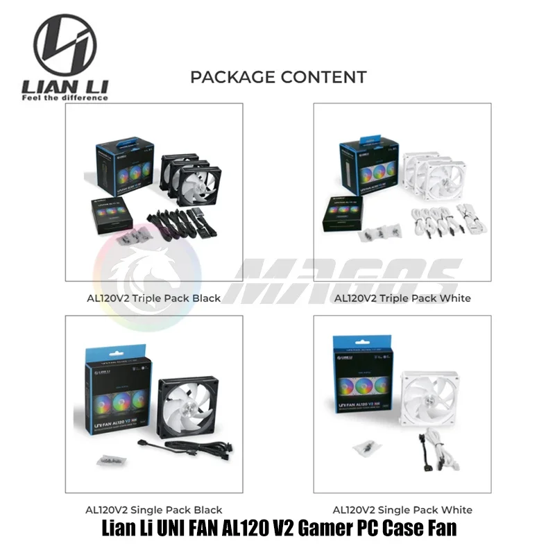 Lian Li UNI FAN AL120 V2 Gamer PC Case Fan Start/ Stop 12028 Fan L-Connect 3 Software Control Black/White 1/3 Pcs Pack